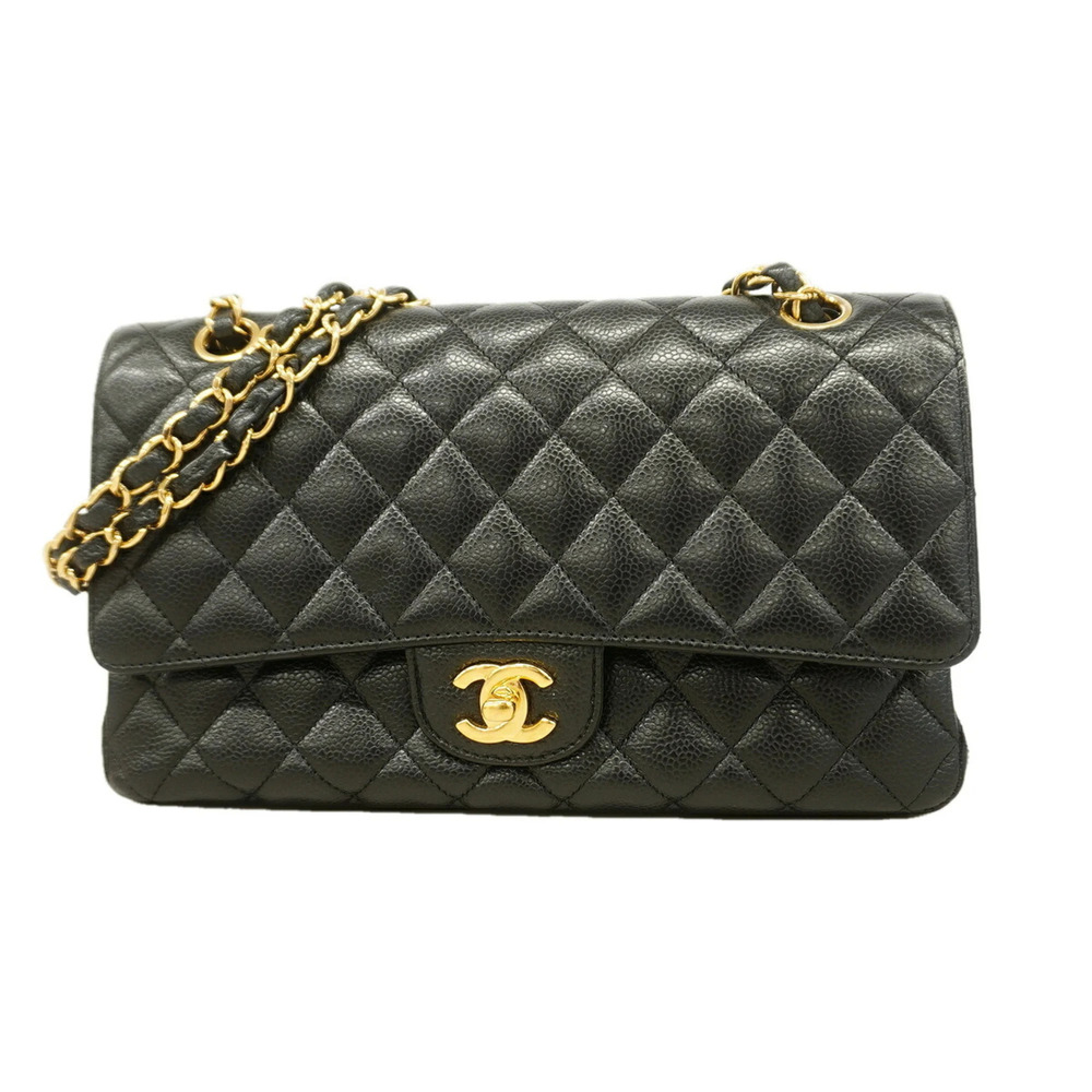 Chanel Matelassé Shoulder Bag, Double Flap, Chain, Caviar Leather, Black, Wom...